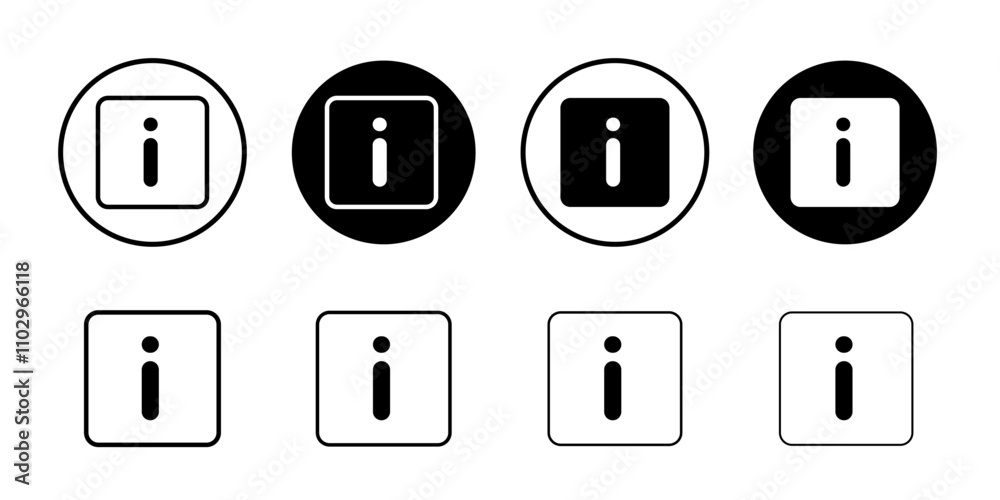 Info icon Black and white outline vector Info icon Black and white outline vector