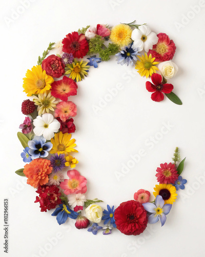 Floral Letter C with Vibrant Blooms 