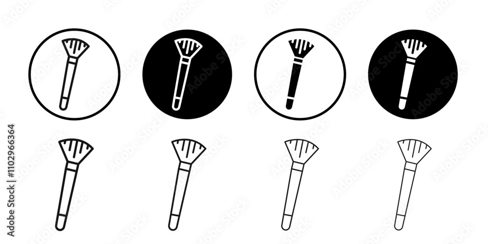 Makeup brush icon Black and white outline vector Makeup brush icon Black and white outline vector