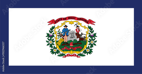 Official flag of the US state of West Virginia. Vector illustration
