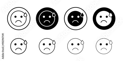 Sad icon Black and white outline vector