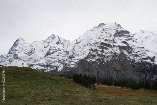 Mt Eiger, Mt Mönch, Mt Jungfrau view from Allmendhubel - Switzerland photo