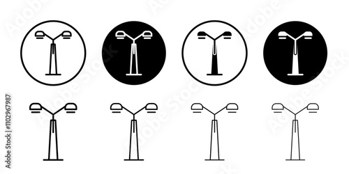 Street light icon Black and white outline vector