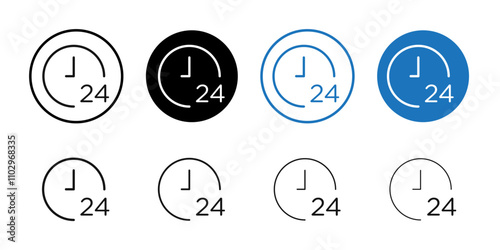 Time twenty four icon Black and white outline vector