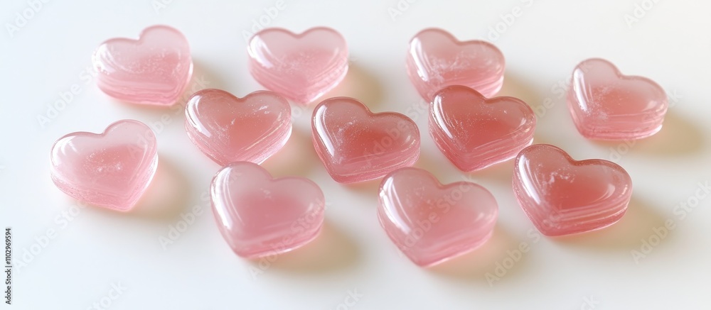 Pink heart-shaped candies for romantic occasions or celebrations featuring love themes and sweet treats on a white background. Pink heart-shaped candies for romantic occasions or celebrations featuring love themes and sweet treats on a white background.