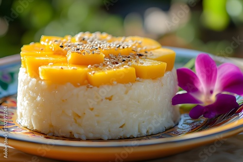 Thai mango sticky rice dessert photo