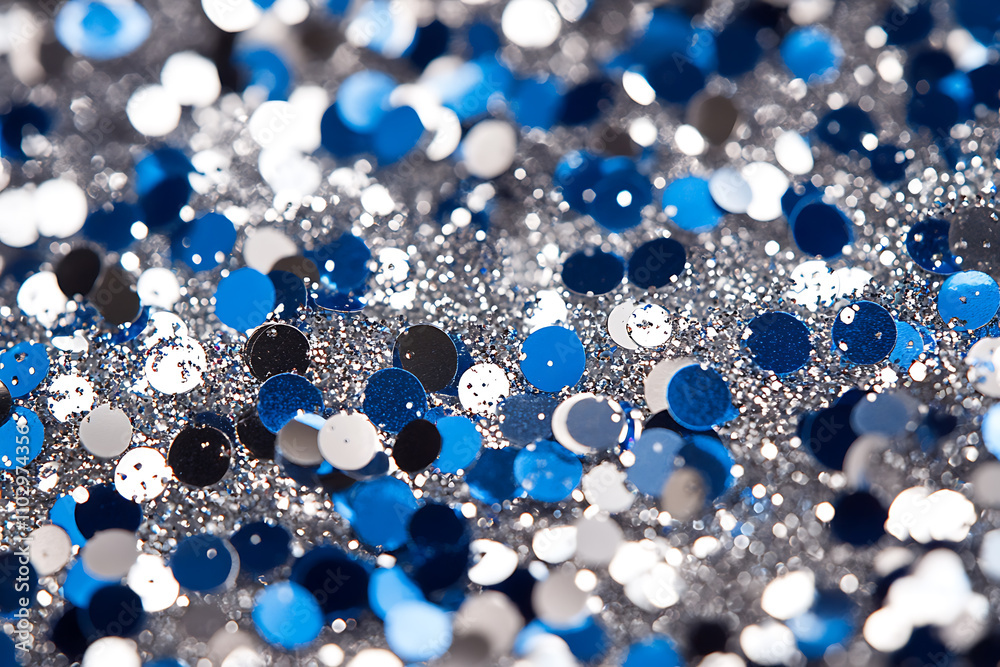 An elegant background with silver and blue sparkles, perfect for sophisticated New Year designs, party themes, and winter celebrations An elegant background with silver and blue sparkles, perfect for sophisticated New Year designs, party themes, and winter celebrations