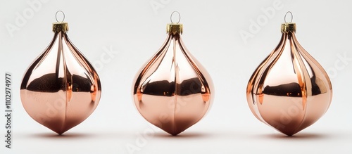 Wallpaper Mural Elegant copper holiday ornaments in various shapes showcasing a modern festive aesthetic for seasonal decoration and celebration themes. Torontodigital.ca