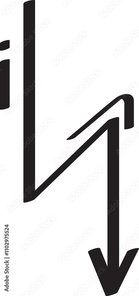 Zigzag Doodle Arrow Symbol