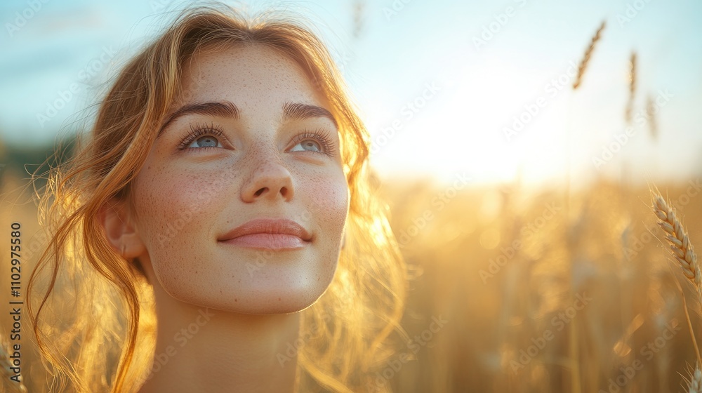 Enjoying Nature's Peace A Young Woman Embraces Freedom in a Sunlit Wheat Field Under a Clear Sky Celebrating Natural Beauty and Joy Enjoying Nature's Peace A Young Woman Embraces Freedom in a Sunlit Wheat Field Under a Clear Sky Celebrating Natural Beauty and Joy