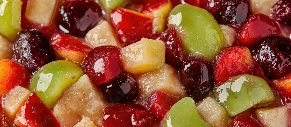 Colorful fruit pie filling with fresh summer fruits in a delicious macro close-up view highlighting vibrant textures and appetizing details. Colorful fruit pie filling with fresh summer fruits in a delicious macro close-up view highlighting vibrant textures and appetizing details.