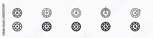 roulette simple vector icon, Roulette Spin icon, Roulette icon set