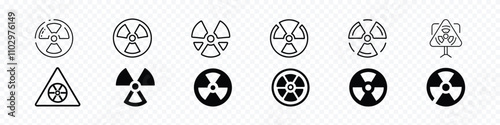 Radiation icon. Radiation sign. Nuclear threat symbol. Radiation Hazard Sign. Symbol of radioactive threat alert. ISO 361 International ionizing radiation trefoil symbol. Radioactive contamination