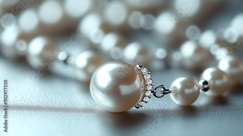 Elegant pearl necklace with pendant beautifully arranged on a white background showcasing luxury and sophistication in jewelry design photo