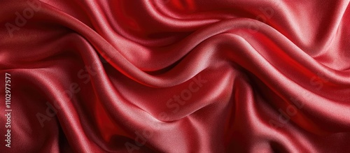 Luxurious red satin fabric draping elegantly with soft waves perfect for backgrounds and design projects photo