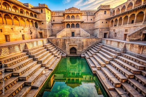 Panna Meena Ka Kund Stepwell, Rajasthan, India - AI Photography photo