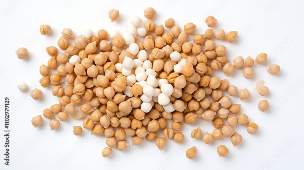 Chickpeas composition showcasing varied colors on a white background for healthy food and culinary concepts. Chickpeas composition showcasing varied colors on a white background for healthy food and culinary concepts.