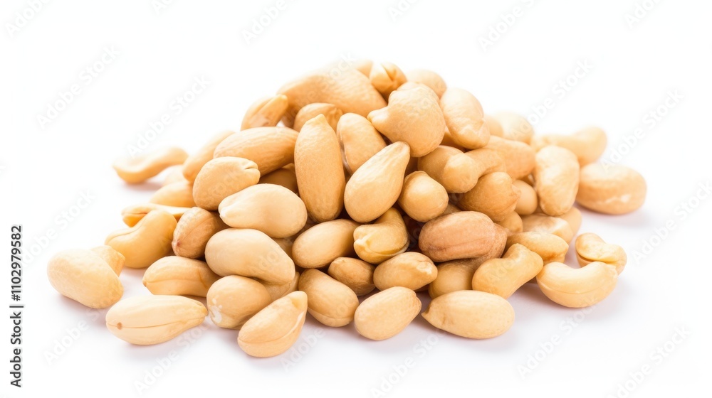 Raw unshelled peanuts piled on a clean white background showcasing their natural texture and earthy color for culinary or nutritional purposes Raw unshelled peanuts piled on a clean white background showcasing their natural texture and earthy color for culinary or nutritional purposes