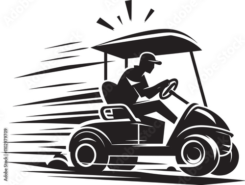 Golf cart vehicle speed driving silhouette vector illustration isolated on a white background