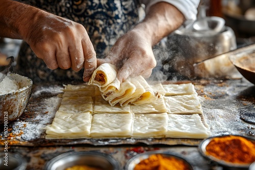 Moroccan pastilla assembling photo