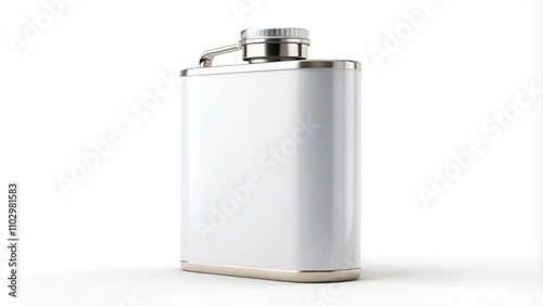 Trendy Travel Flask Mockup - White Background, Branding Design