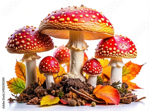 Watercolor Autumn Forest Mushrooms Macro photo