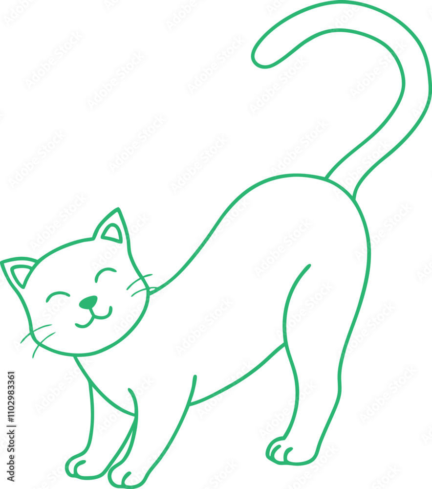 line drawing cat stretching with line drawing cat stretching with