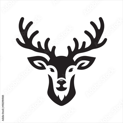 Deer head icon symbol vector illustration. Deer silhouette logo black and white. Deer logo vector template.
