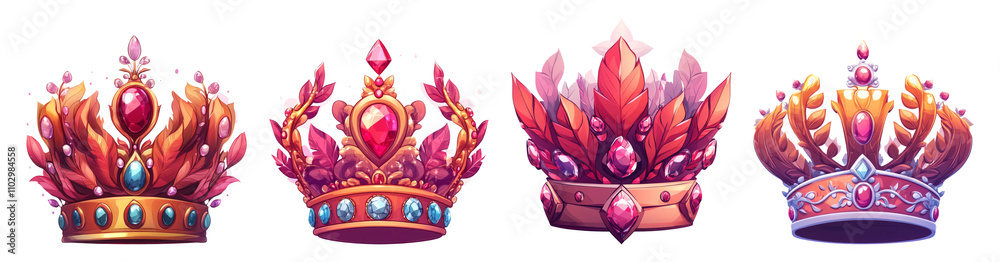 Colorful Crowns Isolated on Transparent Background Colorful Crowns Isolated on Transparent Background