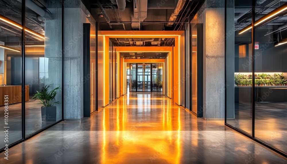 Fototapeta premium Visual insights on innovative leadership in clean tech for urban office environments
