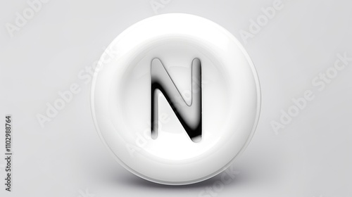 Wallpaper Mural Alphabet N button design on smooth white background minimalistic modern style for typography and graphic design concepts Torontodigital.ca