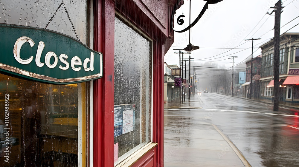 Closed small business storefront with a Closed small business storefront with a