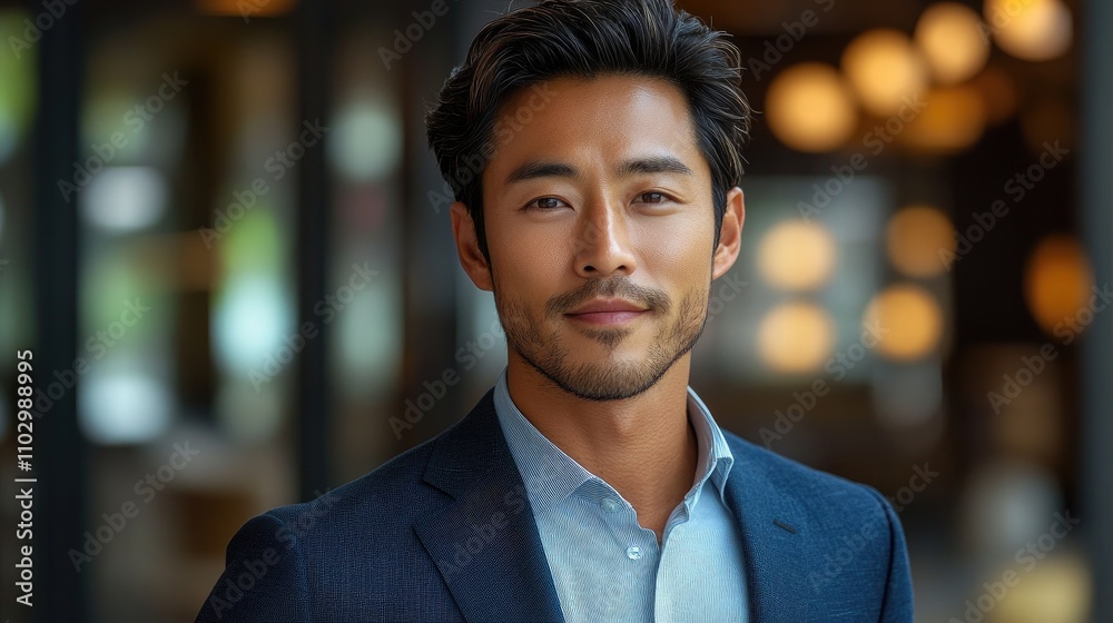 Confident businessman in a modern office setting showcasing professionalism and charm with a focus on success and leadership. Confident businessman in a modern office setting showcasing professionalism and charm with a focus on success and leadership.