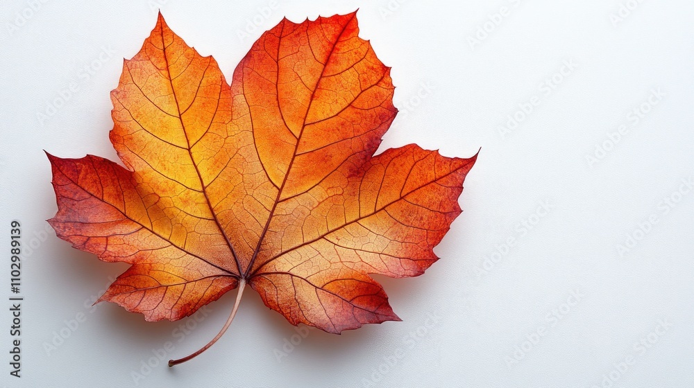 Vibrant dry maple leaf with curled edges showcasing autumn hues on a clean white background natural seasonal decor concept Vibrant dry maple leaf with curled edges showcasing autumn hues on a clean white background natural seasonal decor concept