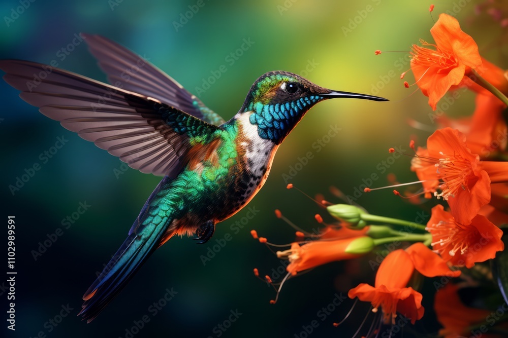 Obraz premium Vibrant Hummingbird Rendered with Stunning Accuracy