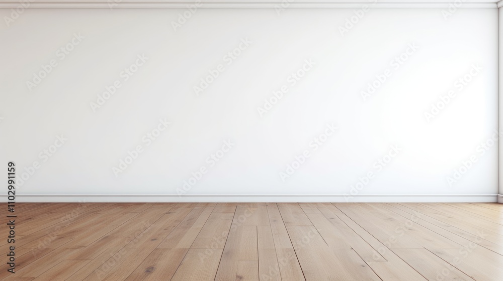 Spacious empty room featuring a wooden floor and minimalist white walls ideal for versatile background use. Spacious empty room featuring a wooden floor and minimalist white walls ideal for versatile background use.