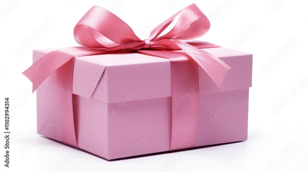 Elegant pink gift box adorned with a satin ribbon isolated on a clean white background perfect for celebrations and special occasions. Elegant pink gift box adorned with a satin ribbon isolated on a clean white background perfect for celebrations and special occasions.