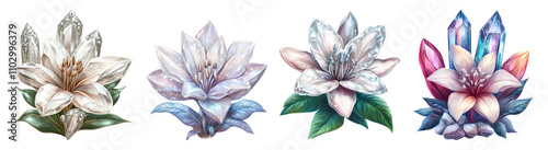 Elegant Floral Elements on Transparent Background