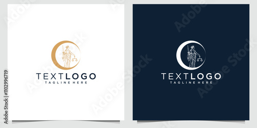 Lady justice, Themis, Femida with sword and scales. Logo or emblem design for Law firm, Lawyer service, Law office