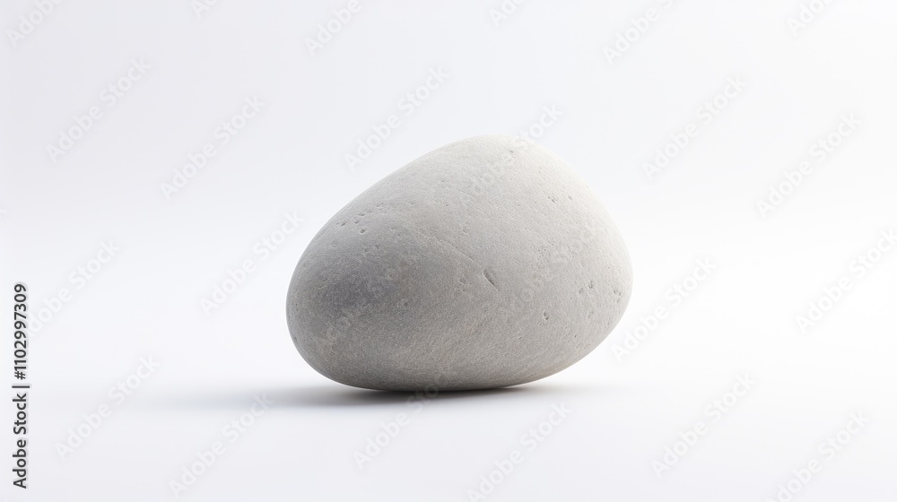 Single smooth stone positioned on a clean white background for minimalist design and nature-inspired compositions in art and photography. Single smooth stone positioned on a clean white background for minimalist design and nature-inspired compositions in art and photography.