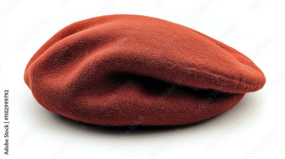 Red beret hat on a white background stylish female accessory for fashion and individuality Red beret hat on a white background stylish female accessory for fashion and individuality