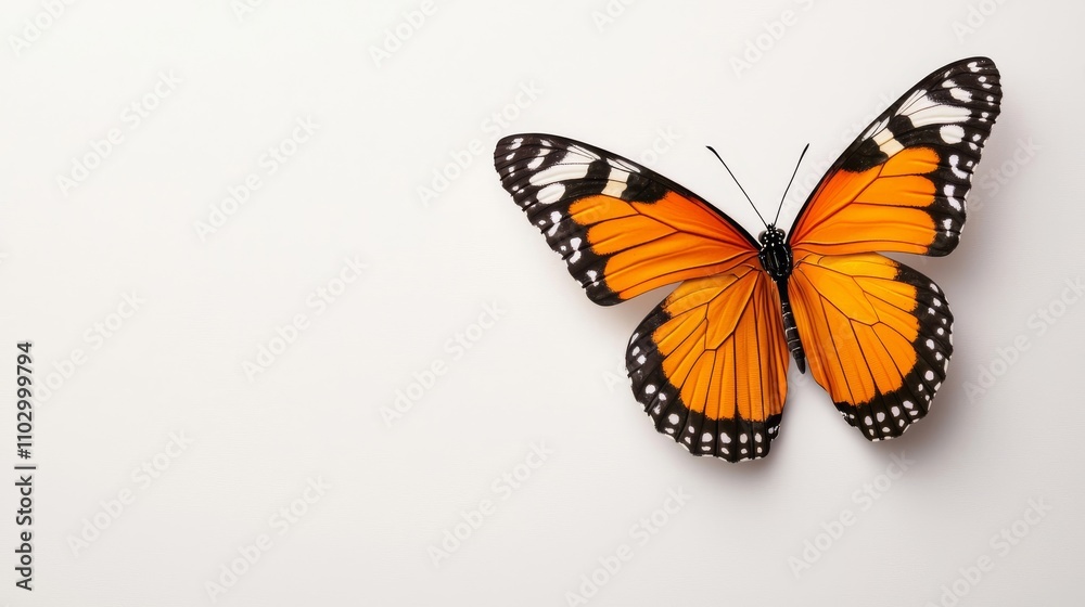 Close-Up of a Vibrant Orange Butterfly on White Background Close-Up of a Vibrant Orange Butterfly on White Background