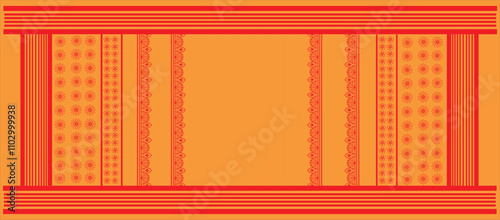 muga gamosa or gamusa from assam.gamosa textile pattern. gamosa or gamusa is an article of significance for the indigenous people of Assam, India. It is generally a white rectangular piece of cloth photo