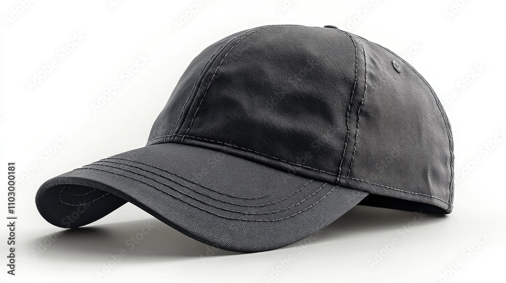 Gray cap with visor on a clean white background showcasing its simple yet stylish design for fashion or promotional use. Gray cap with visor on a clean white background showcasing its simple yet stylish design for fashion or promotional use.
