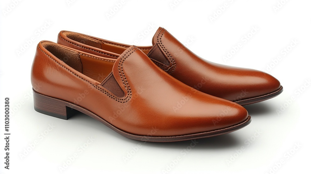 Elegant brown leather women's flats with a sleek design displayed on a clean white background for stylish footwear concepts. Elegant brown leather women's flats with a sleek design displayed on a clean white background for stylish footwear concepts.