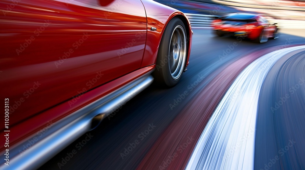 Racing cars speed down the track with screeching tires, showcasing the intensity and adrenaline of a live motorsport event in high-definition close-up. Racing cars speed down the track with screeching tires, showcasing the intensity and adrenaline of a live motorsport event in high-definition close-up.
