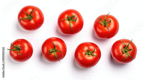 Fresh Red Tomatoes Arrangement on White Background Ideal for Salads and Seasonal Dishes Natural Organic Ingredients for Healthy Meals