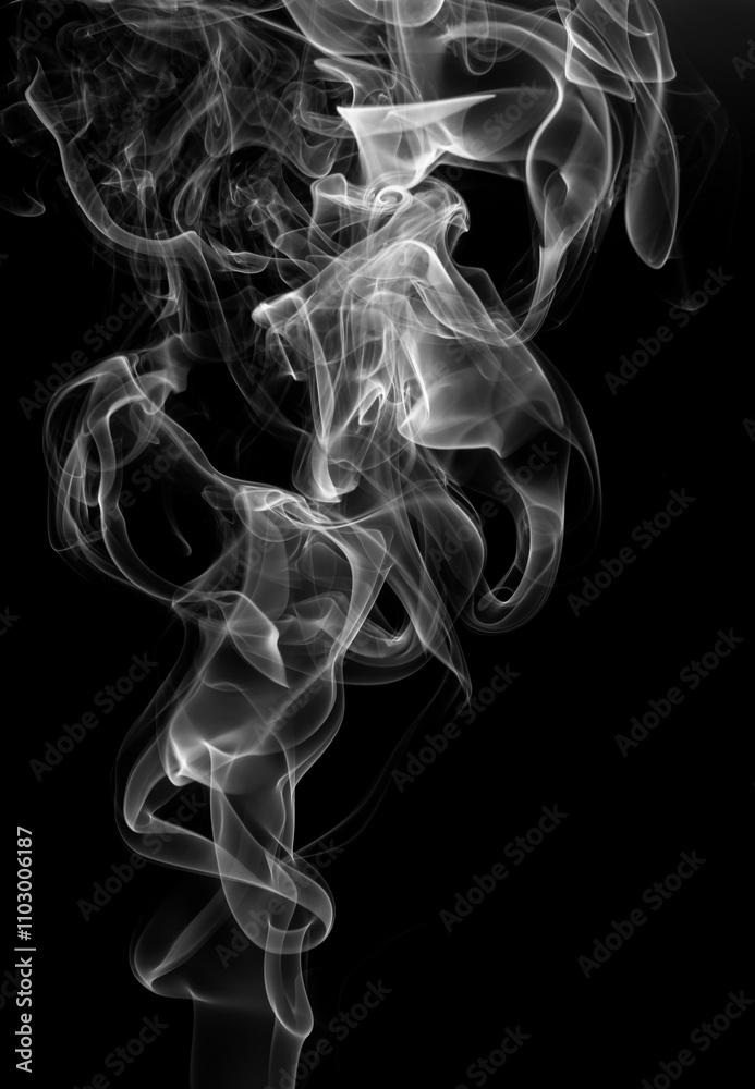 Cigarette smoke movement abstract on black background. white smoke on dark Cigarette smoke movement abstract on black background. white smoke on dark