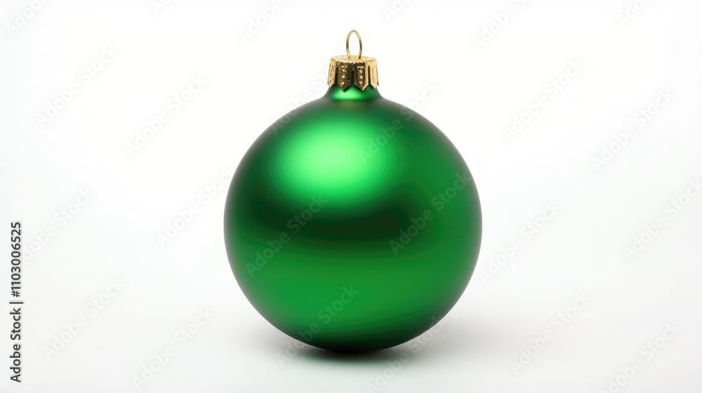 Shiny green Christmas tree ornament on a white background festive decoration for holiday season celebrations and decor concepts Shiny green Christmas tree ornament on a white background festive decoration for holiday season celebrations and decor concepts