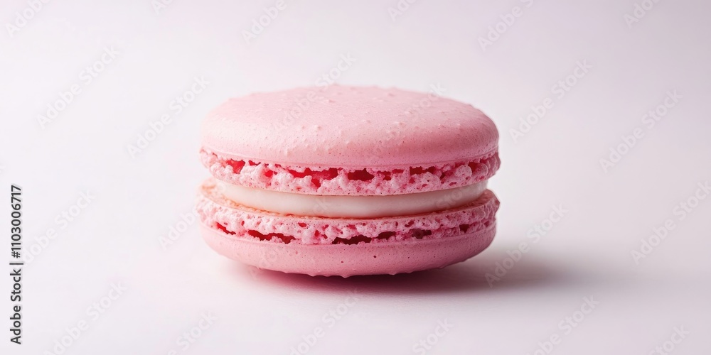 A macaron infused with the essence of rose is elegantly presented against a pure white background, highlighting its delicate flavor. A macaron infused with the essence of rose is elegantly presented against a pure white background, highlighting its delicate flavor.